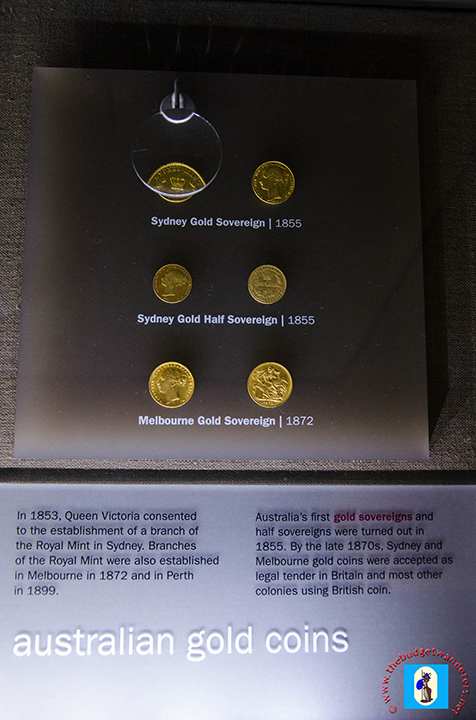 Australian coins on display.